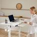 Inbox Zero Electric Standing Home Office Desk w/ Keyboard Tray Large Ergonomic Computer Desk in White | 46" H x 55" W x 23" D | Wayfair