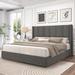 Ebern Designs Nashwan Wingback Storage Bed Upholstered/Metal in Gray | 47.5 H x 78.7 W x 84 D in | Wayfair E687D22C13C8485EBAE036ADFDFA276F