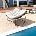 Bay Isle Home™ Outdoor Rocking Chair w/ Light Grey Cushions | Wayfair CEFE7DBE14864A558AD0A59A4EF4C386