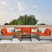 Latitude Run® 6 Piece Rattan Patio Furniture Set Outdoor Conversation Set For Yard Balcony Deck Poolside in Orange | Wayfair