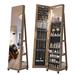 Wrought Studio™ Kalijah Jewelry Armoire w/ Mirror Manufactured Wood in Brown | 64 H x 14.9 W x 15.7 D in | Wayfair 4C68CE6F119D4505BE745032AA56A839