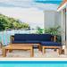 Latitude Run® Imery 4 - Person Outdoor Seating Group w/ Cushions Wood/Natural Hardwoods in Blue | 28.8 H x 25.5 W x 25.5 D in | Wayfair