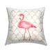 Stupell Pink Flamingo Animal Chic Gold Deco Pattern Printed Outdoor Throw Pillow Design by Ziwei Li