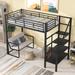 Twin Metal Loft Bed with Chair & Shelves
