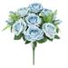 Set of 2 Blue Artificial Rose Flower Stem Bush Bouquet 18in - 18" L x 10" W x 10" DP