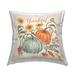 Stupell Thankful Calligraphy Festive Pumpkins Botanical Flowers Printed Outdoor Throw Pillow Design by Janelle Penner