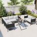 5 Pieces Patio Furniture Sets, Metal Outdoor Sectional Furniture Patio Conversation Sets w/Glass Table for Porch Backyard Garden