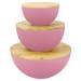 Large Salad Bowl with Lid - Set of 3 Salad Bowls with Wooden Lids, Bamboo Fibre like Melamine Mixing Bowl & Storage Set