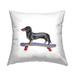 Stupell Dachshund Pet Dog on Blue Skateboard Printed Outdoor Throw Pillow Design by Annie Warren