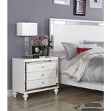 Glamorous Metallic White Finish 1pc Nightstand of 3x Drawers Faux Alligator Embossed Front Modern Bed Side Table