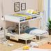 Full Over Twin&Twin Bunk Bed Metal Triple Bed With Nightstand and Guardrails,Sturdy Frame,Kids Bedroom Sets