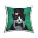 Stupell Good Sir Top Hat Cat Green Background Printed Outdoor Throw Pillow Design by Lucia Heffernan