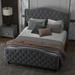 Velvet Upholstered Bed Frame with Wingback Headboard and Footboard