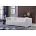 Velvet 3 Seater Sofa Upholstered Chesterfield Bench Couches, Luxurious Plush Lines Decorate Sofa with 2 Square Accent Pillows