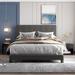 Queen Size Elegant Linen Fabric Upholstered Platform Bed With Tufted Headboard,Box Spring Needed