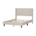 Beige Velvet Bed Frame, Vertical Channel Tufted Headboard