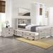 Wooden Captain Bed with 3 Drawers and Twin Trundle, Farmhouse Style Storage Platform Bed w/Bookshelf Headboard