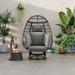 Outdoor Swivel Egg Chair with Cushions, Patio Rattan Egg Rocking Chair