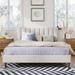 Cream Linen Upholstered Queen Platform Bed, Vertical Tufted Headboard