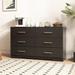 Black Large 6 Drawers Chest of Drawer Dressers Table Storage Cabinet With Golden Handle ,Sturdy Frame,Versatile Use