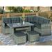 6-Piece Patio Outdoor PE Rattan Sectional Sofa with Glass Table and Ottomans, Weather Resistant for Easy Care