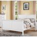 White Traditional Queen Sleigh Bed with Center Drawer, Box Spring Required