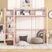 Twin Size Metal Loft Bed with 4-Tier Shelves and Storage