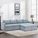 Modern 4+2 pc Linen Modular Sectional Sofa Couch Set, Seat Module and Ottoman Optional in Free DIY Combination