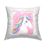 Stupell Happy Birthday Unicorn Printed Outdoor Throw Pillow Design by Diane Neukirch