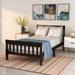 Twin Size Wood Platform Bed Panel Bed Mattress Foundation Sleigh Bed With Headboard/Footboard/Wood Slat Support