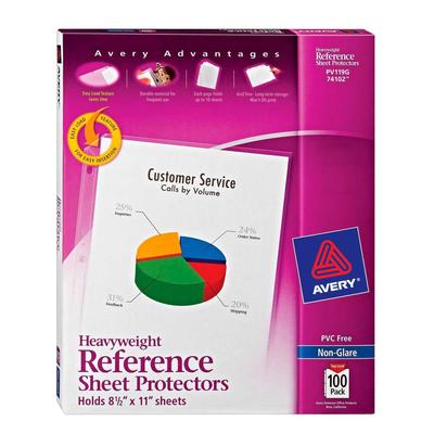Avery Heavyweight Sheet Protectors, 8-1/2 x 11 Inches, Non-Glare, Pack of 100 - Clear