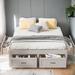 Full Size Farmhouse Sleek Platform Bed with 6 Storage Spacious Drawers Without Headboard