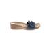 Tuscany by Easy Street Wedges: Blue Print Shoes - Women's Size 9 - Open Toe