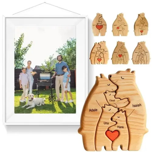 Holz personal isierte Bär Familie Thema Kunst Puzzle DIY Familienname Puzzle Desktop Ornament Home