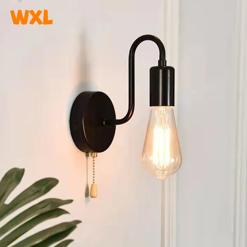 Nordic Industrie Wand Lampe Eisen Schwarz E27 Innen Beleuchtung Nacht Badezimmer Schlafzimmer Lampe Leuchte Wand Leuchte Dekor