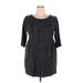 Talbots Cocktail Dress - Mini Crew Neck 3/4 sleeves: Black Leopard Print Dresses - Women's Size 18