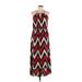 Romeo & Juliet Couture Casual Dress - Midi Plunge Sleeveless: Red Chevron/Herringbone Dresses - Women's Size Large