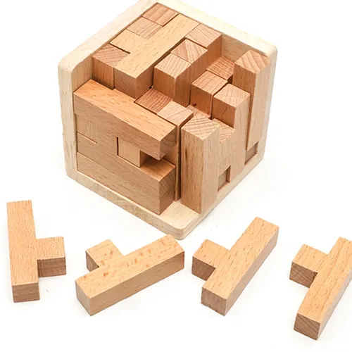 3D-Puzzles aus Holz mit 25 t-förmigen Blöcken klassischem Luban Lock Cube-Puzzlespiel