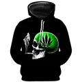 Homme Sweat à capuche 1 2 3 Noir Capuche Crânes Casual du quotidien 3D effet Grande Taille Soirée Décontractées Vêtement Tenue Pulls Capuche Pulls molletonnés manche longue