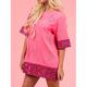 Femme T shirt Tee Cœur Casual du quotidien Paillettes Rose Claire Demi Manches Mode Moderne Col Ras du Cou Eté