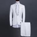 Costumes de bal de fête pour hommes, noir, blanc, rouge, à motifs, 2 pièces, coupe ajustée, simple boutonnage, un bouton, 2024