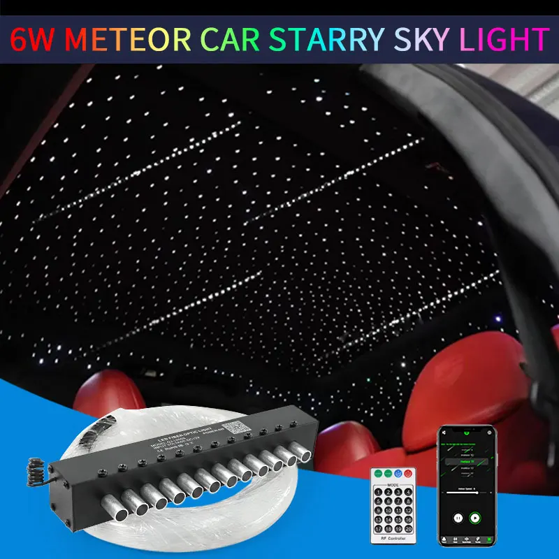 6W 12 Löcher Meteor Auto Starry Sky licht Auto Dach Star Night Licht Auto Zubehör LED Innen Decke Lampe fiber Optic Lichter Image