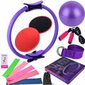 Ensemble de quatorze pièces de balle de yoga, anneau de fitness, pilates, plaque coulissante, anneau élastique en latex, ceinture d'extension, couverture de corde à sauter en caoutchouc