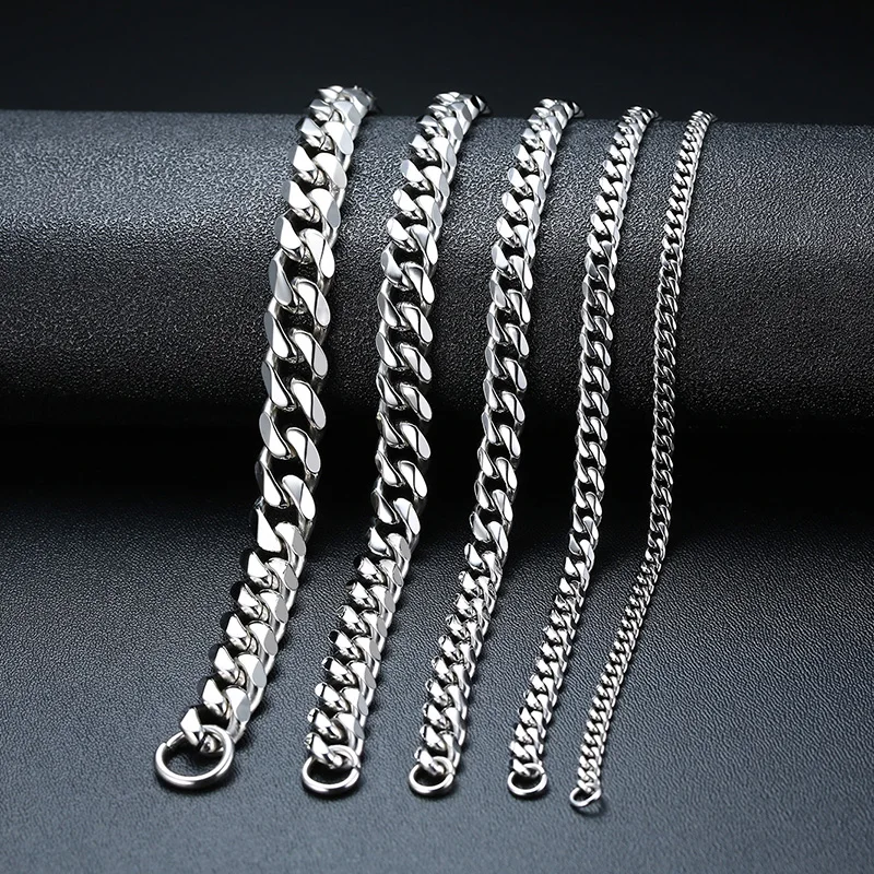 Vnox Wolesale 3–11 mm klobiges Miami-Panzerkettenarmband für Herren, kubanisches Gliederkettenarmband aus Edelstahl, klassisches Punk-Armband, schwer Image