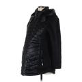 LED Luxe Essentials Denim Jacket: Mid-Length Black Print Jackets & Outerwear - Women's Size Large Maternity