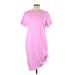 Universal Thread Casual Dress - Shift Crew Neck Short sleeves: Pink Solid Dresses - Women's Size Large