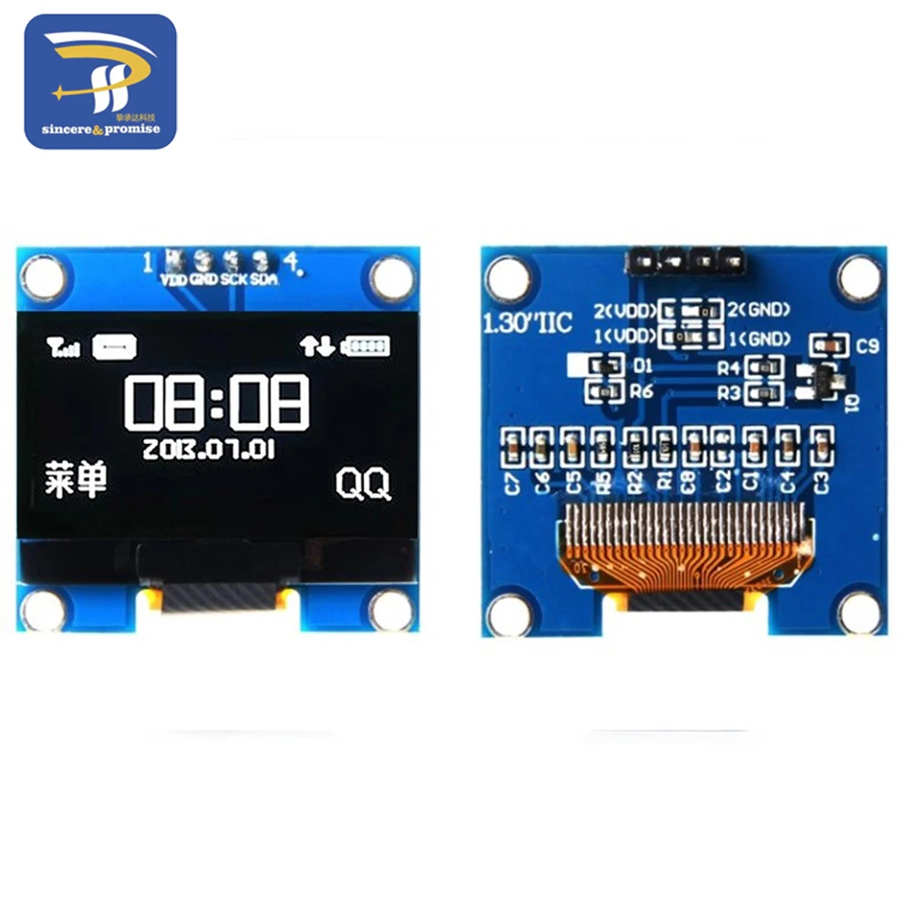 1 Stück 1.3 "oled Modul weiß und blau Farbe iic i2c 1,3x64 Zoll oled lcd LED-Anzeige modul für Arduino iic i2c kommunizieren Image