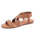 Femme Sandales Chaussures romaines Sandales de pêcheur Extérieur du quotidien Talon Plat Bout ouvert Confort Minimalisme Faux suède Sangle croisée Noir Bleu Marron