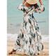 Femme Robe casual Robe Trapèze Robe imprimée Tropical Imprimer col bénitier Bouffantes robe longue mode Bohème Rendez-vous Vacances manche longue Eté Printemps