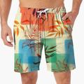 Farbblock-Boardshorts für Herren, hawaiianische Shorts, Badehose, Kordelzug mit Netzfutter, elastische Taille, Urlaubs-Strandshorts